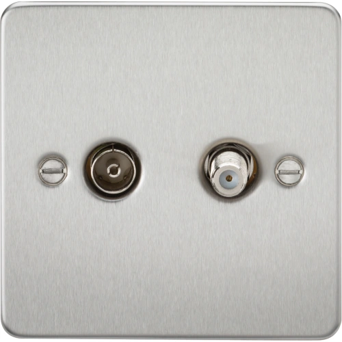 TV and SAT TV Outlet (isolated) - Brushed Chrome