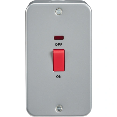 Metal Clad 45A DP Switch with Neon - Large Plate