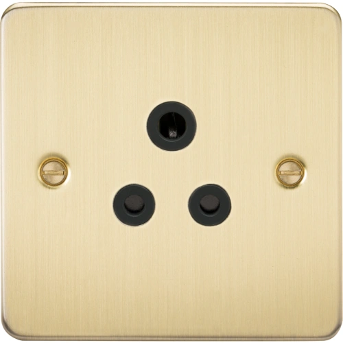 5A Unswitched Socket - Brushed Brass with Black Insert