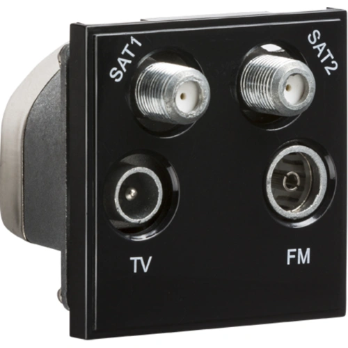 Quadplexed SAT1/SAT2/TV/FM DAB Outlet Module 50 x 50mm - Black