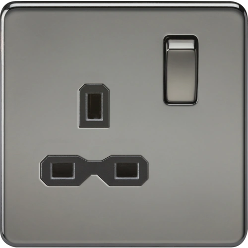 13A 1G DP Switched Socket - Black Nickel with Black Insert