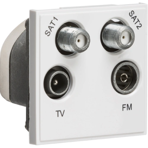 Quadplexed SAT1/SAT2/TV/FM DAB Outlet Module 50 x 50mm - White