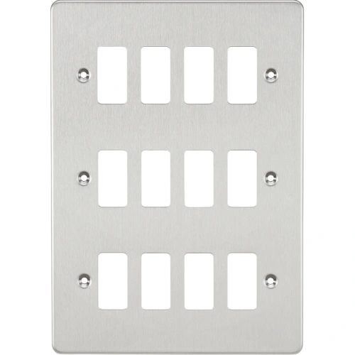 Flat plate 12G grid faceplate - brushed chrome