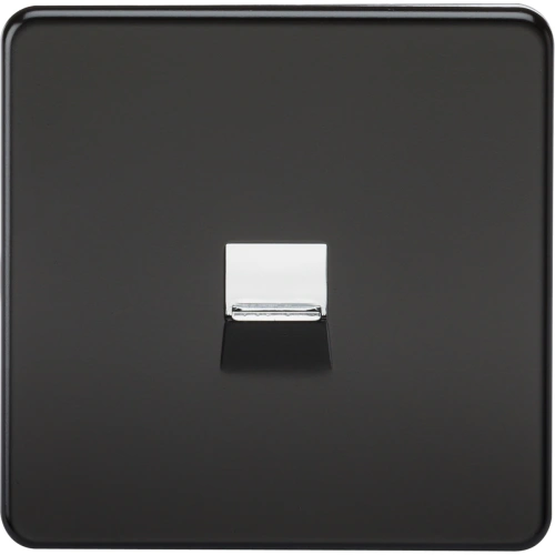 Telephone Extension Socket - Matt Black with Chrome Shutter