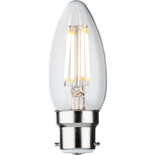 230V 4W LED BC Clear Candle Filament Lamp 2700K Dimmable