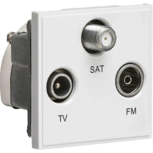 Triplexed TV /FM DAB/ SAT TV Outlet Module 50 x 50mm - White