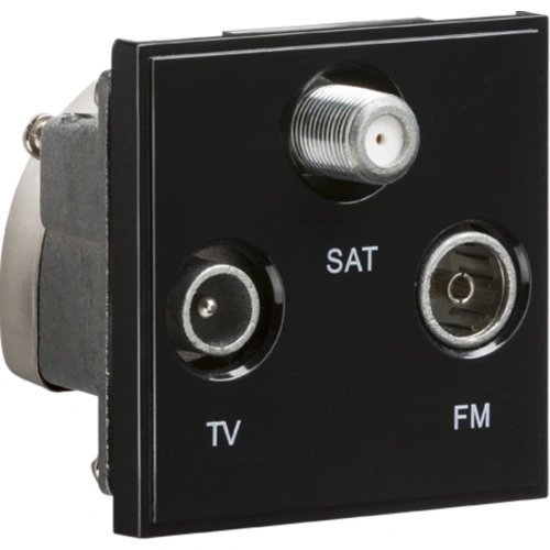 Triplexed TV /FM DAB/ SAT TV Outlet Module 50 x 50mm - Black