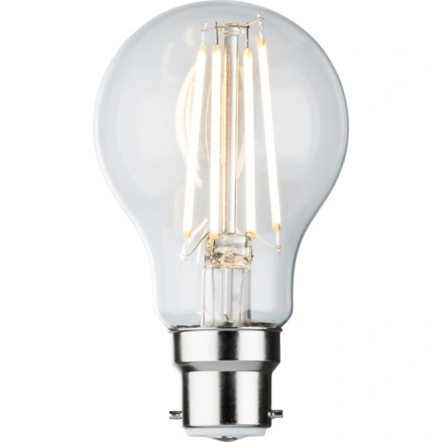 230V 8W LED BC B22 Clear GLS Filament Lamp 2700K Dimmable