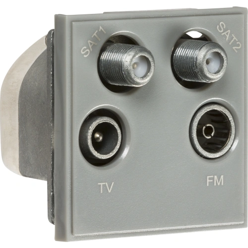 Quadplexed SAT1/SAT2/TV/FM DAB Outlet Module 50 x 50mm - Grey