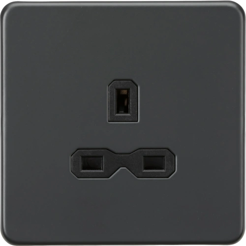 13A 1G Unswitched Socket - Anthracite with Black Insert