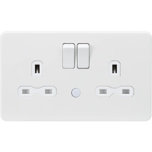 13A 2G DP Switched Socket with Photocell Nightlight Function - Matt White with White Insert